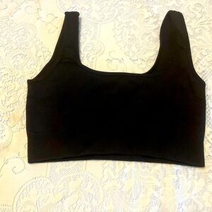 Black ribbed workout tank/sports bra size large. Never worn. F